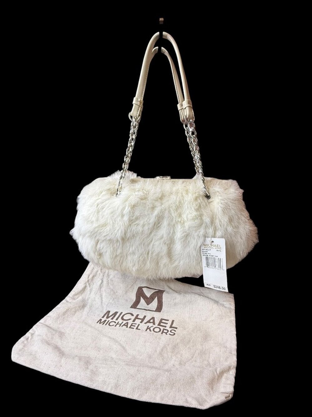 Michael Kors Malibu Frame Genuine Rabbit Fur Bag NWT
